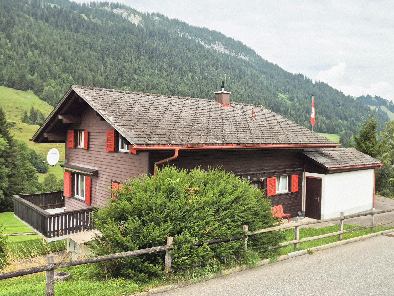 Zicht op chalet Altenried